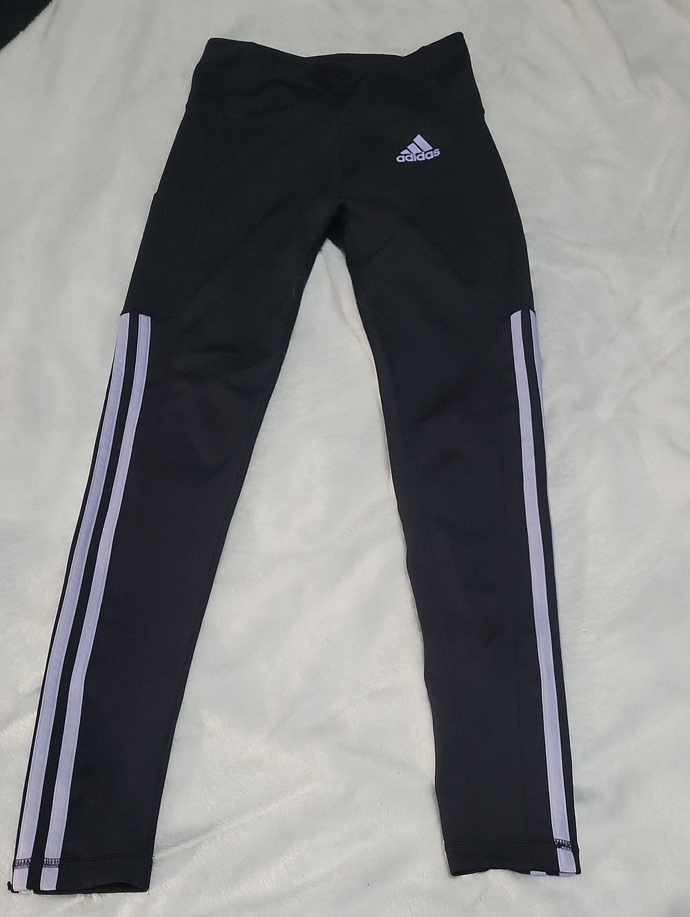 Adidas XS Black With Lilac Lines And Logo Leggings